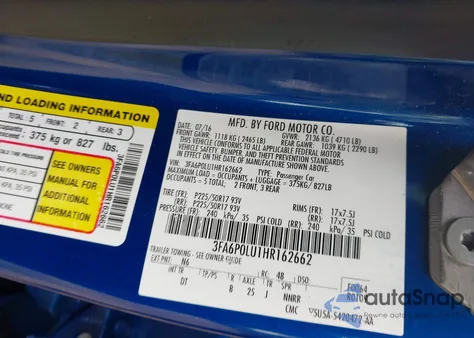 2017 Ford Fusion Hybrid Se из США, поврежденный, VIN 3FA6P0LU1HR162662